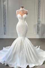 White Sweetheart Wedding Dress Mermaid Lace Long